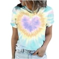thumbnail image 6 of Mifsaly Tie-Dye Cotton T-Shirt for Women Short Sleeve Crew Neck Casual Summer Tops Colorful Print Lightweight Breathable Casual Blouse M, 6 of 6