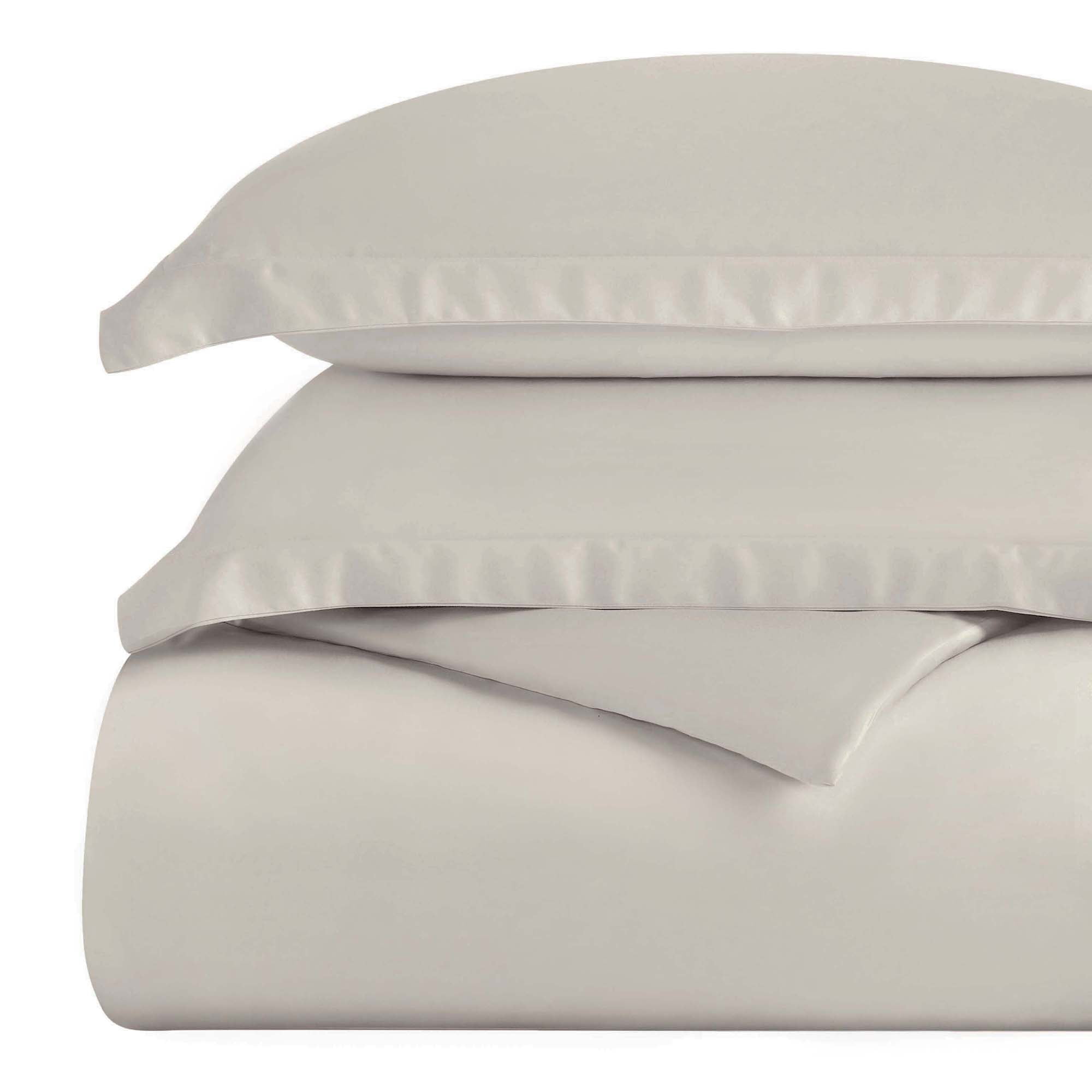 BNM 300 Thread Count Egyptian Cotton Duvet Cover Set, Full/Queen, Light Gray