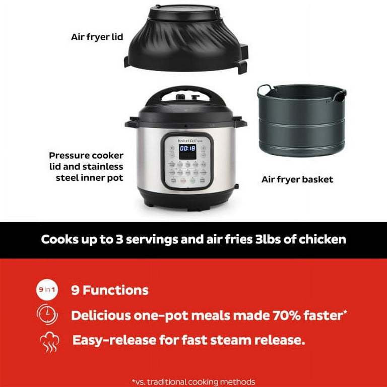 Instant Pot 140-0050-01 Duo Crisp 9-in-1 Electric Pressure Cooker and Air Fryer Combo with Stainless Steel Pot, Pressure Cook, Slow Cook