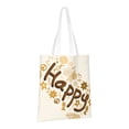 thumbnail image 2 of YFYANG Reusable Cotton Canvas Tote Shopping Bag, Khaki Happy Doodle Washable Portable Grocery Bag for Daily Travel, 2 of 8