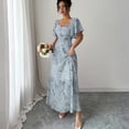 thumbnail image 6 of Women’s Summer Maxi Dress Casual Chiffon Floral Short Sleeve V Neck A-Line Flowy Dresses Beach Wedding Guest Dress Navy 2XL, 6 of 6