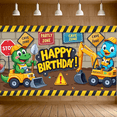 thumbnail image 4 of Construction Theme Cartoon Happy Birthday Banner Backdrop Background Decorations for Birthday Party Photography Props Kids Celebrations, 4 of 7