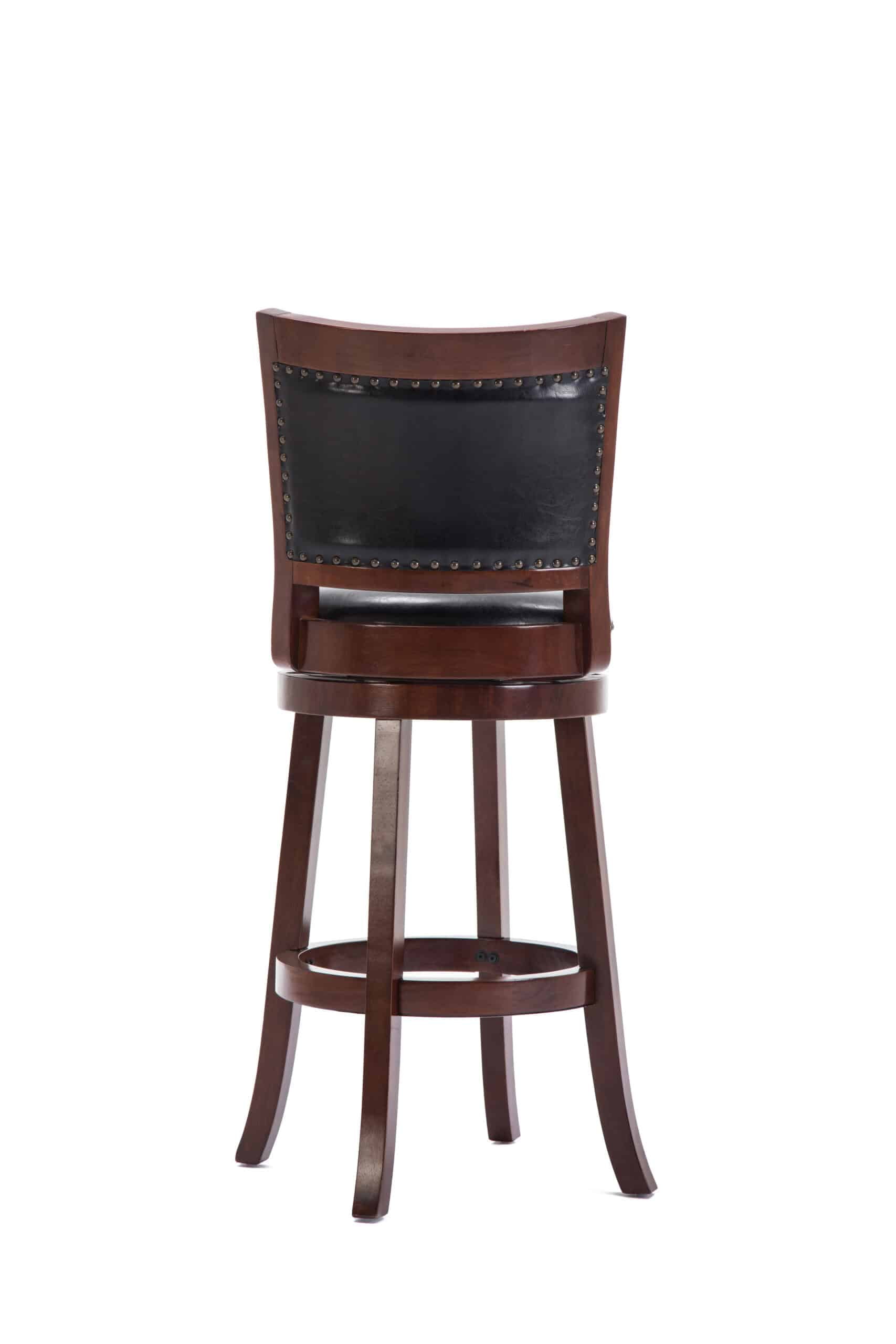 Boraam Bristol 29in. High Back Swivel Wood Bar Stool, Cherry