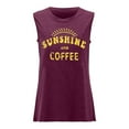thumbnail image 5 of Summer Tops For Women T Shirts Loose Fit Casual Crew Neck Tank Sunshine And Coffee Print Sleeveless Short Sleeve Graphic Tees For Women Red S, 5 of 5