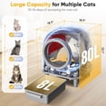 thumbnail image 2 of Self Cleaning Litter Box for Multiple Cats, 88L Large Smart Automatic Cat Litter Box with App Control, Health Monitoring, Integrated Safety Sensors, Odor Removal, Mat, Liners (White), 2 of 8