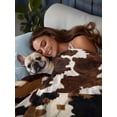 thumbnail image 3 of Cow Patterned Twim XL Size Flat Sheet, Wrinkleproof & Fadeproof Cooling Flat Bed Sheet Only, Vintage Farmhouse Abstract Country Western Breathable Soft Bedding Top Sheets 66 x 102 Inches, 3 of 8