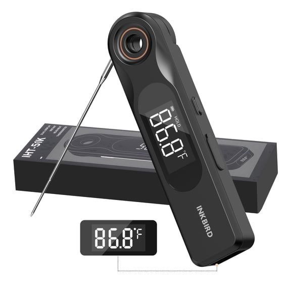 INKBIRD Dual-Screen Meat Thermometer, Instant Read Food Thermometer with 1.8mm Ultra Thin Probe, 0.5s Fast Response, IP65 Waterproof, Perfect for Kitchen Cooking, Grilling, Baking and BBQ