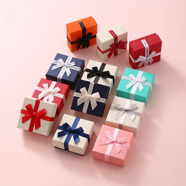 Caja de embalaje con forma de lazo, caja para joyas, caja para collares, caja para pendientes, caja creativa con cubierta de cielo y tierra