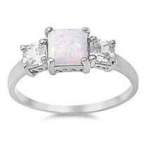 CHOOSE YOUR COLOR Sterling Silver Women's White CZ Ring White Fire 925 Band 7mm Female Size 7