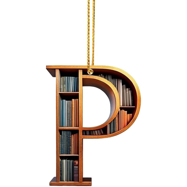 Adornos de árbol de Navidad con forma de libro, colgante de estantería con forma de letra, adorno de bibliotecario para amantes de los libros, adorno de acrílico para Navidad, regalo para amantes de l