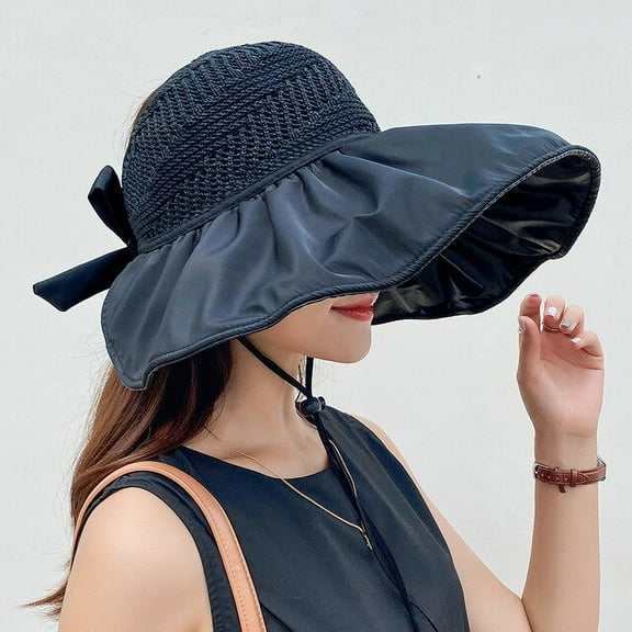 CoCopeaunts Summer Sun Hat UV Protection UPF 50 Sun Hat Women Beach Panama Straw Bucket Caps Large Wide Brim Bob Hiking Outdoor Fishing Hat