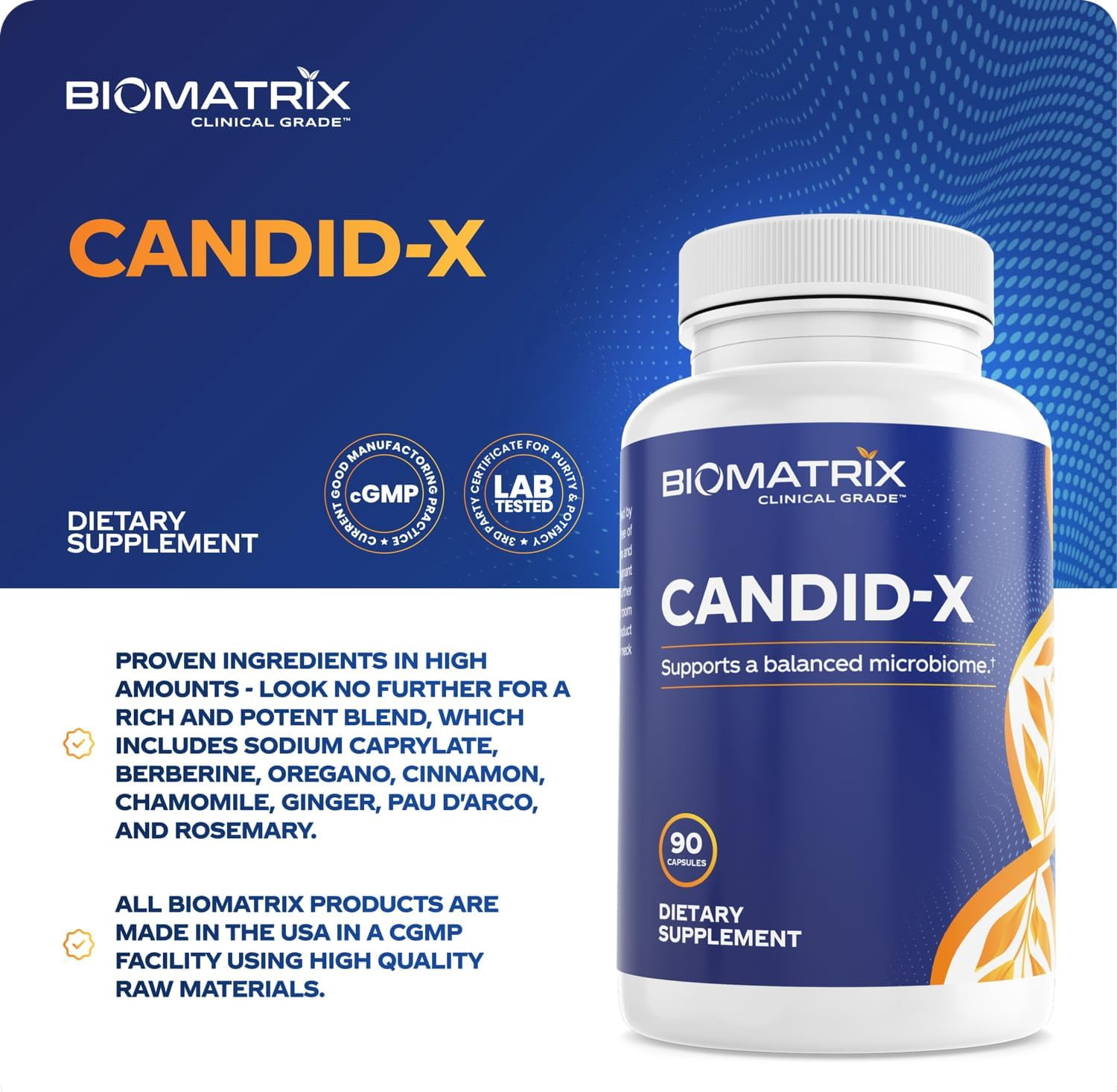 BioMatrix Candid-x | Candida Support, Oregano, Sodium Caprylate, Botanical Complex (90 Capsules)