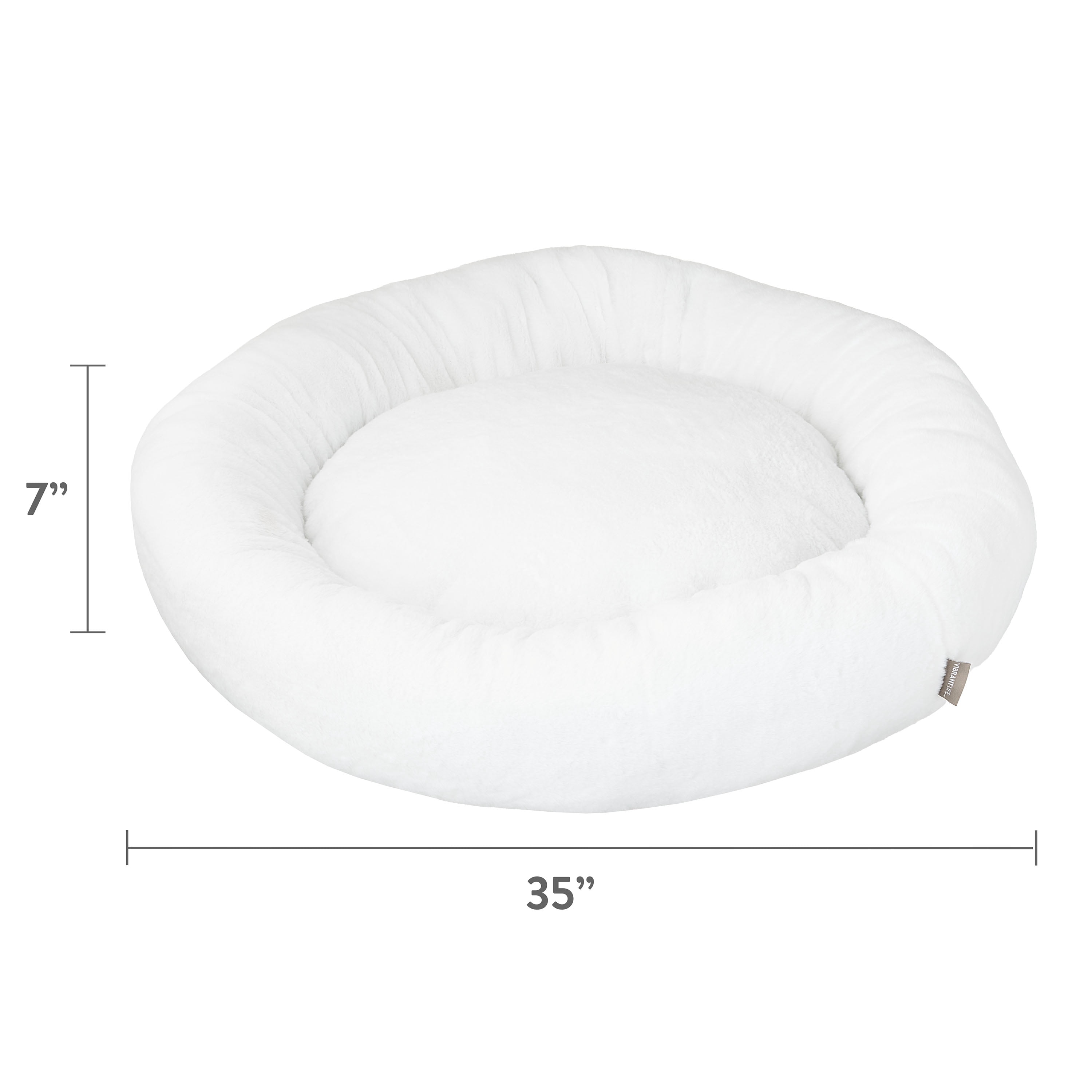 Vibrant Life Extra Large Round Orthopedic Pet Bed, White, 35"