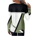 thumbnail image 5 of Tops for Women Casual Fall Spring Fashion Color Block Print Long Sleeve Sweatshirt Crew Neck Loose Pullover Shirt(Green,XXL), 5 of 5