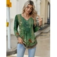 thumbnail image 3 of Zeagoo Fall Shirts for Women 2025 V Neck Button Casual Dressy Blouses Long Sleeve T-Shirts Pleated Floral Tunic Tops Boho Shirt, 3 of 5