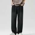 thumbnail image 2 of RYDCOT Men's Loose Fit Straight Leg Carpenter Jeans Baggy Wide Leg Plain Cotton Denim Pants Trousers Black, 2 of 8