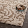 thumbnail image 3 of SAFAVIEH Florida Deangelo Damask Plush Shag Area Rug, Grey/Beige, 6'7" x 6'7" Square, 3 of 9