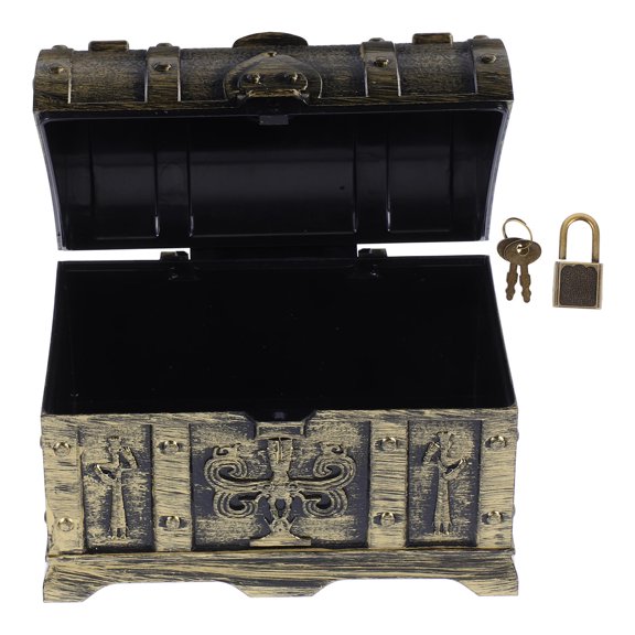 Hemobllo Vintage Trinket Box Golden Treasure Chest 1Pack