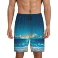thumbnail image 1 of Balery Night Sky Beach Scene Pantalones cortos de pijama de punto de algodón para hombre con cinturilla y bolsillos-X-Large, 1 of 6