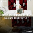 thumbnail image 3 of Valentine's Day Blackout Curtains for Bedroom, Red Black Love Hearts Plaid Romantic Thermal Insulated Kitchen Drapes with Grommets, Light Blocking Window Treatment, 2 Panels 52" x 84", 3 of 7