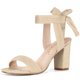thumbnail image 1 of Sandalias de tacón grueso con cordones en el tobillo y punta abierta para mujer Beige 35, 1 of 7