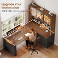 thumbnail image 3 of L Shaped Computer Desk with 3 Drawers, Modern Corner Office Desk with LED Light, Display Cabinet and Pegboard for Home Office, Living Room, 3 of 7