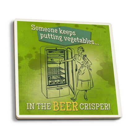 

The Beer Crisper (Absorbent Ceramic Coasters Set of 4 Matching Images Cork Back Kitchen Table Decor)