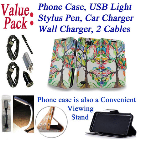 - ~Value Pack~ for LG X Power 2 M320F K10 POWER xpower2 Fiesta LTE Xcharge LV7 Case Phone Case Hybrid Wallet Kick Stand Pouch Screen Flip Cover Crayon Tree
