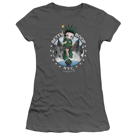 Betty Boop Nyc S/S Junior Women's T-Shirt Sheer Charcoal