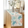 thumbnail image 2 of Summer Sea Turtle Starfish Coral Table Runner 13x90in Non-Slip Cotton Linen Table Runners, Ocean Creature Retro Letter Dresser Scarves TableRunner for Dinner Kitchen Dining Wedding Party, 2 of 9