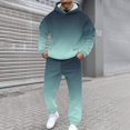thumbnail image 5 of Men's Winter 2-Piece Printed Set, Long Sleeve Hooded Sweatshirt and Sweatpants, Personalized Graphic Lounge Wear For Casual and Street Style,Light Green,2XL, 5 of 6