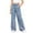 Blue, variant on Shadoumai Floral Embroidered High Waist Straight Leg Jeans For Girls Casual Loose Fit Comfortable Denim Trousers