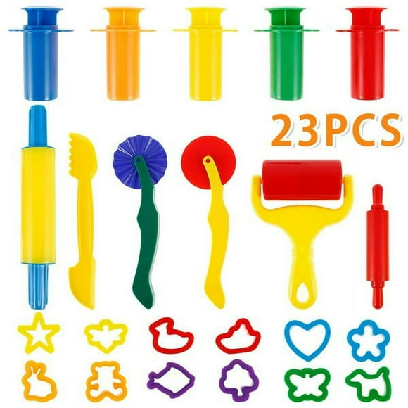 AMERTEER 23 Pcs Outils de Jeu Couleur Pâte à Modeler Outil Modèle Jouets Créatifs 3D Outils en Pâte à Modeler Ensemble de Pâte à Modeler Kit Cadeau pour Enfants Jouet