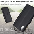 thumbnail image 5 of ELEHOLD for iPhone XR PU Leather Wallet Case, with Card Holder Strap Shoulder Lanyard for Women Men, Durable Zipper Kickstand Cover for iPhone XR,Black, 5 of 10