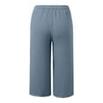 thumbnail image 6 of XIMIN Womens Wide Leg Yoga Capris High Waisted Cotton Linen Pants Casual Loose Comfy Trendy Elastic Waist Cropped Trouser with Tie Belt Pockets Summer Vacation Pants, 6 of 6