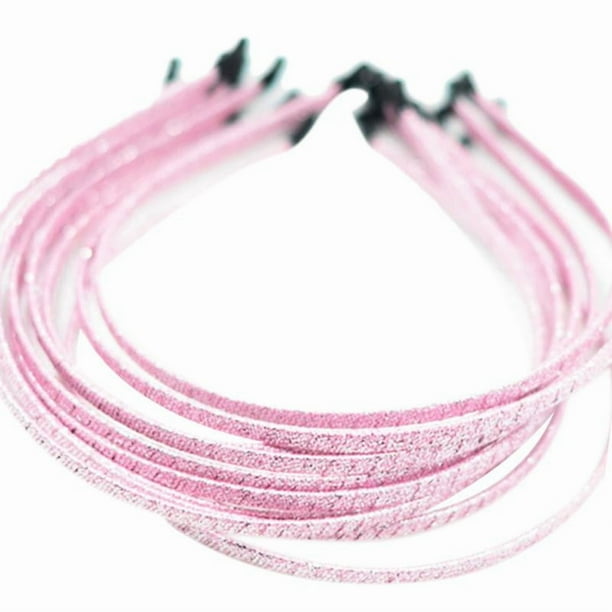 10 piezas de bandas para el cabello, aros para el cabello, diademas brillantes, accesorios para el cabello de boda DIY Rosado