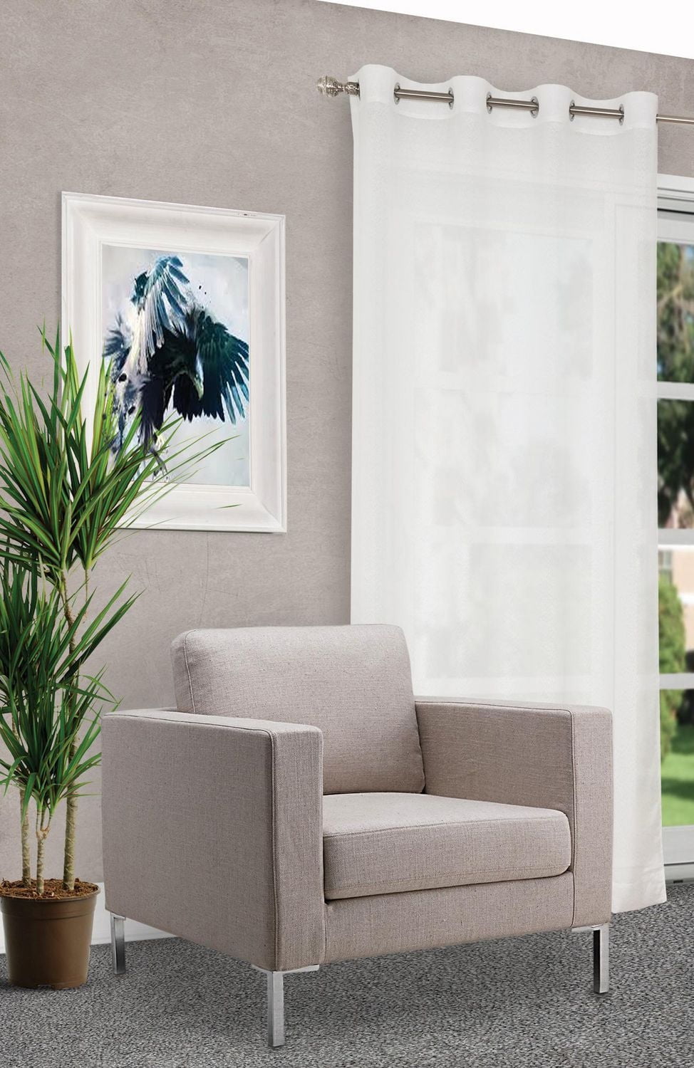 Gouchee Home Clara, voilage transparent à œillets, Ensemble de 2 panneaux, 54pox96po