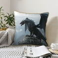 thumbnail image 4 of KLL Valley Gray Dragon Decorative Throw Pillow Covers Velvet Soft for Couch Sofa Bedroom Living Room Outdoor (No pillow core)- 20"x20", 4 of 5