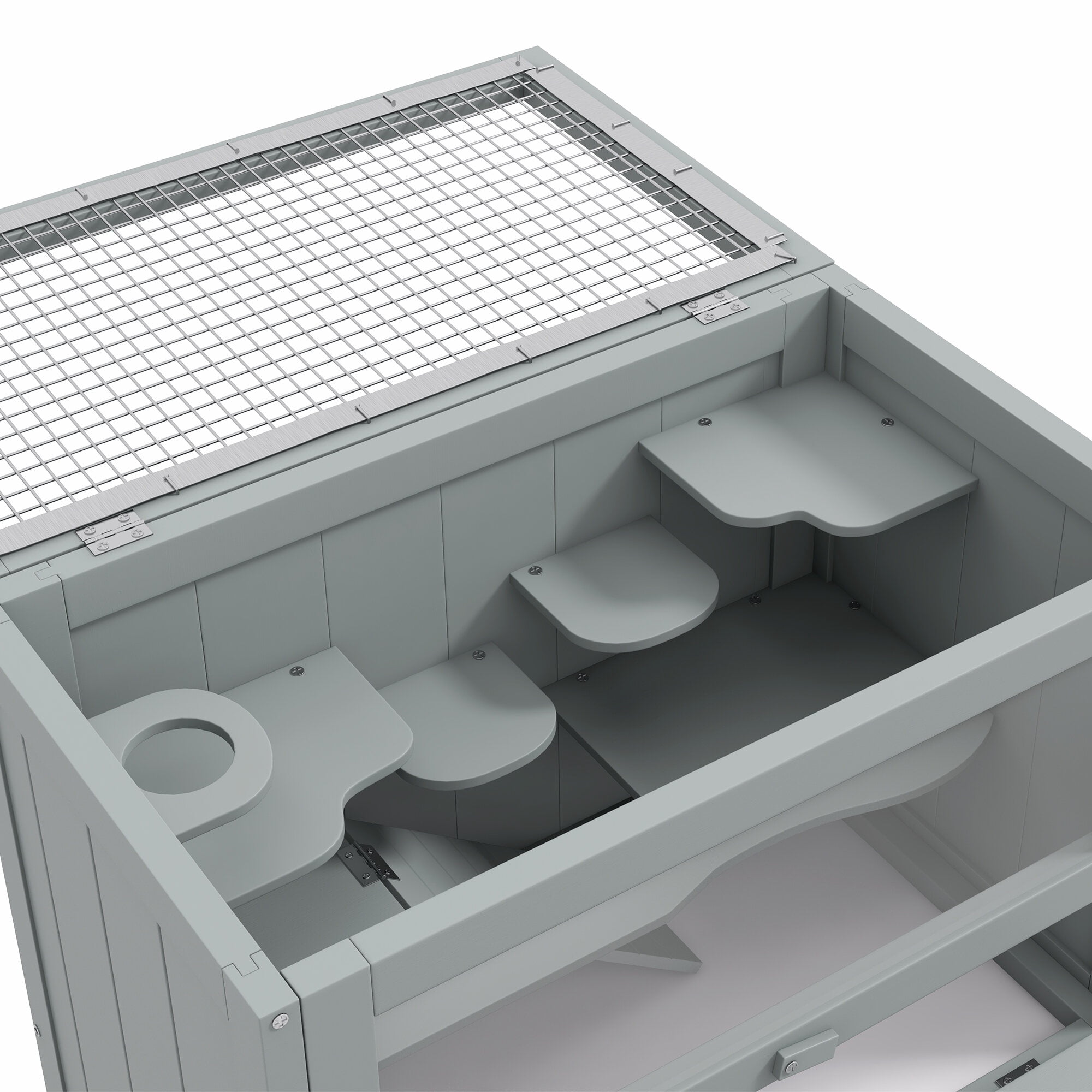 Dog Bed PawHut 2-Level Hamster Cage Mice and Rat House, Small Animal Habitat for Guinea Pigs, Chinchillas with Openable Top, Front Door, Shelf and Ladder, Gray,Large Dog Bed
