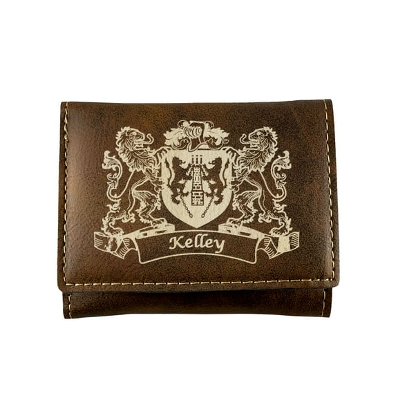 Kelley Irish Coat of Arms Rustic Leather Wallet