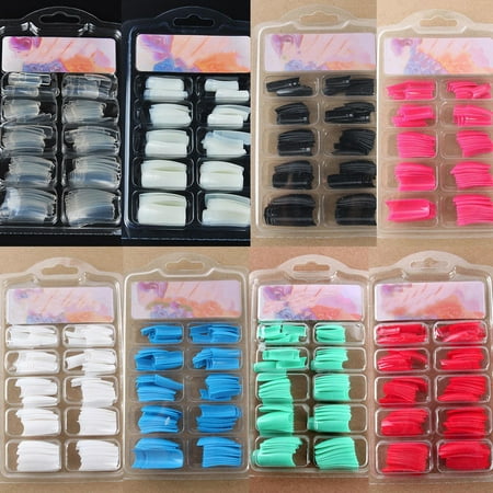 Gel Nails Acrylic Nails - Girl12Queen 100Pcs DIY Acrylic Gel French Nail Art Colored French Tips False Nail Tips