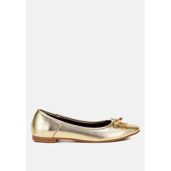 Ipara Bow Detail Metallic Ballerinas