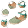 thumbnail image 6 of Espadrilles for Women Woven Closed Toe Wedge Sandals Vintage Footbed Ankle Strap Slingback Heels Breathable Summer Dress Shoes Green Size 7, 6 of 6