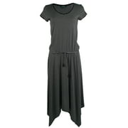 Women's Jersey Handkerchief Dress-BLK-S
