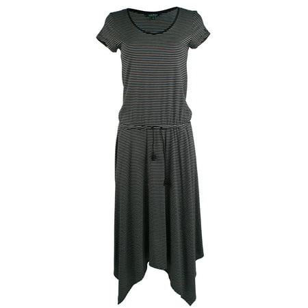 Women's Jersey Handkerchief Dress-BLK-S