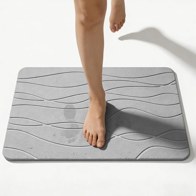 Tapete de Piedra Diatomita, Secado Rápido, Antideslizante, Natural y Fácil de Limpiar, Ultra Absorbente para Suelos de Baño y Ducha