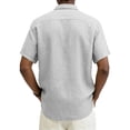 thumbnail image 4 of Qwertyu Men's Cotton Linen Shirts Short Sleeve Casual Shirts Button Down Shirt for Men Beach Summer Dress Shirt Gray 3XL, 4 of 4