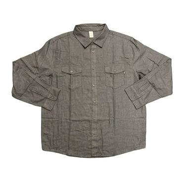 Hurley Men's Brushed Flannel Long Sleeve Button Up Shirt (Charcoal Heather, XL)