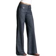 thumbnail image 1 of Pantalones cargo casuales con bolsillo con solapa para mujer, pantalones vaqueros holgados de pierna ancha con botones en la parte delantera, gris oscuro, X-pequeño, 1 of 5