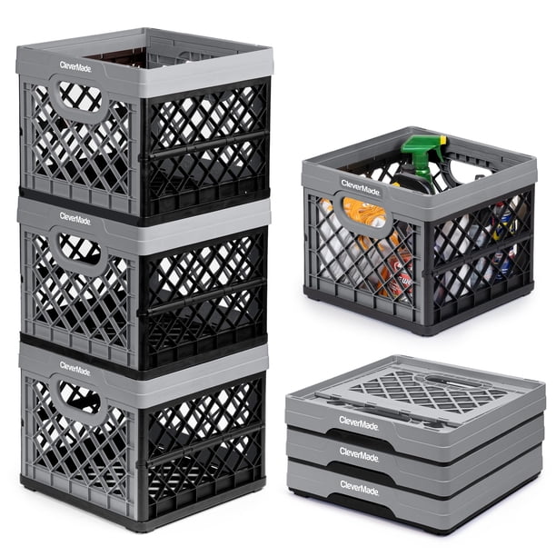 Caja de almacenamiento CleverMade CleverCrates, piedra de 25 l/6 galones, paquete de 3